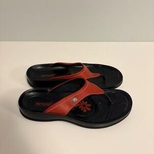 Aerosoft Original Comfort Red Black Thong Wedge Sandals Womens Size 41‎ US 10